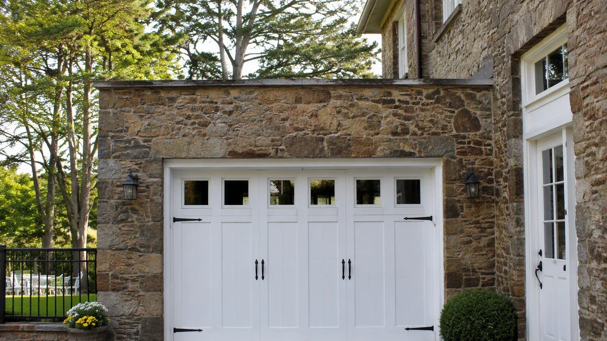 Carriage-style garage doors on a North Carolina home